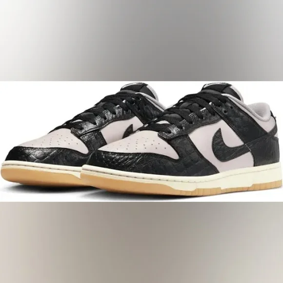 Nike Dunk Low LTD Pink Foam Black Croc Embossed Men's Sneakers - Picture 4 of 7